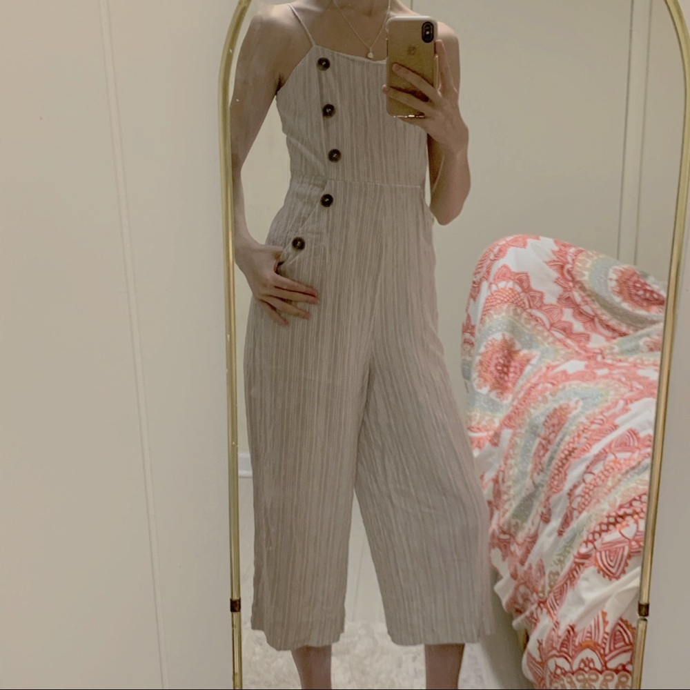 stripes buttoned jumpsuit